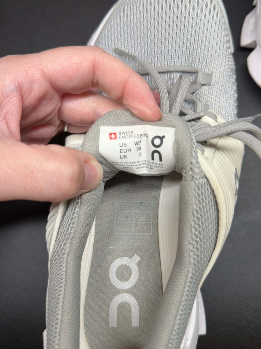 On Running Light Gray and White Mesh Trainers - Picture 5 of 6